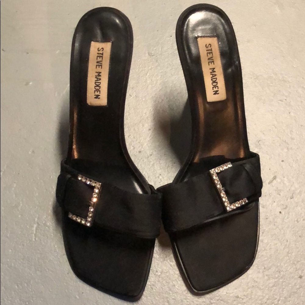 Rhinestone buckle heels